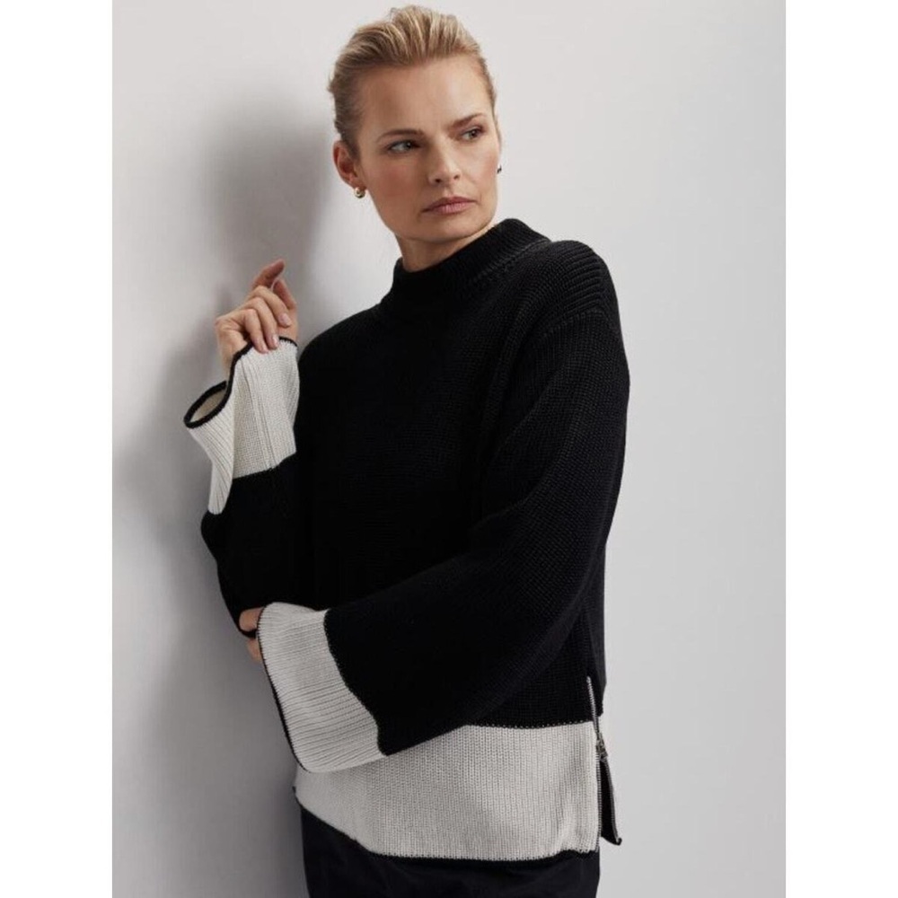 VARLEY Panama Knit Sweater Black & White Size: XS
